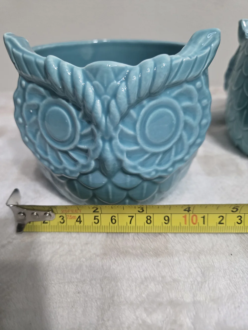 Blue Ceramic Owl Planter - Decorative Home Accent